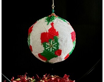 Stocking’s Beaded Ornament, Christmas Beaded Ornament, Hand Beaded Christmas Ornament, Gift for Her, Gift for Him