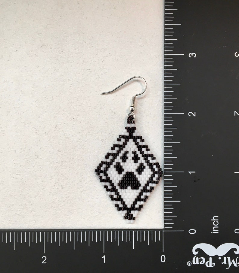 Bear Paw Hand Beaded Earrings Paw Earrings Black & White Etsy