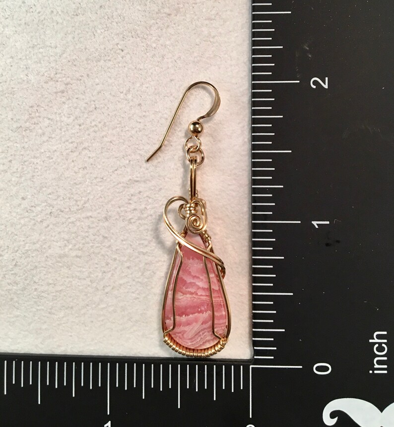Gift for Her Rhodochrosite Teardrop Earrings Rhodochrosite Gemstone Earrings Rhodochrosite Wire Wrapped Earrings
