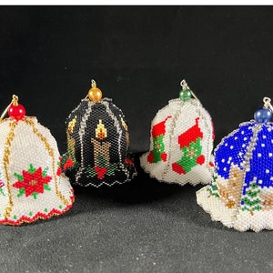 Christmas Bell Beaded Ornament, Hand Beaded Christmas Ornament, Bell Beaded Ornament, Gift for Her, Gift for Him