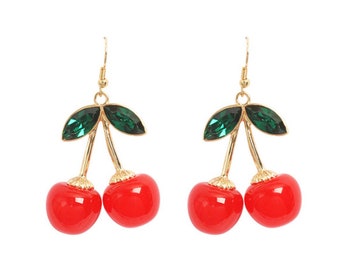 Ear Accessories Gifts For Her Cherry Earrings Kpop Red Earring Unique Jewellery Cherry Bomb Earrings Gift For Friends Dangle Earrings