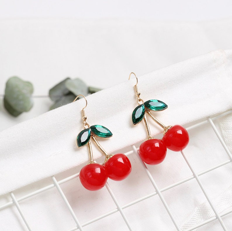 Ear Accessories Gifts For Her Cherry Earrings Kpop Red Earring Unique Jewellery Cherry Bomb Earrings Gift For Friends Dangle Earrings