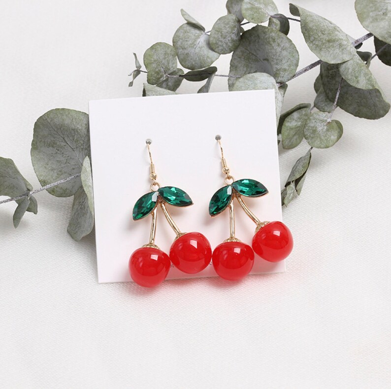 Ear Accessories Gifts For Her Cherry Earrings Kpop Red Earring Unique Jewellery Cherry Bomb Earrings Gift For Friends Dangle Earrings