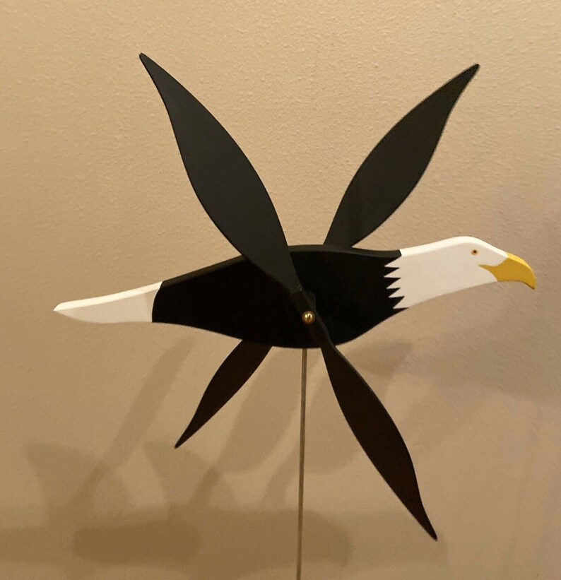 Handcrafted Black Eagle Whirligig Spinner ALL WOOD Whirlybird Etsy