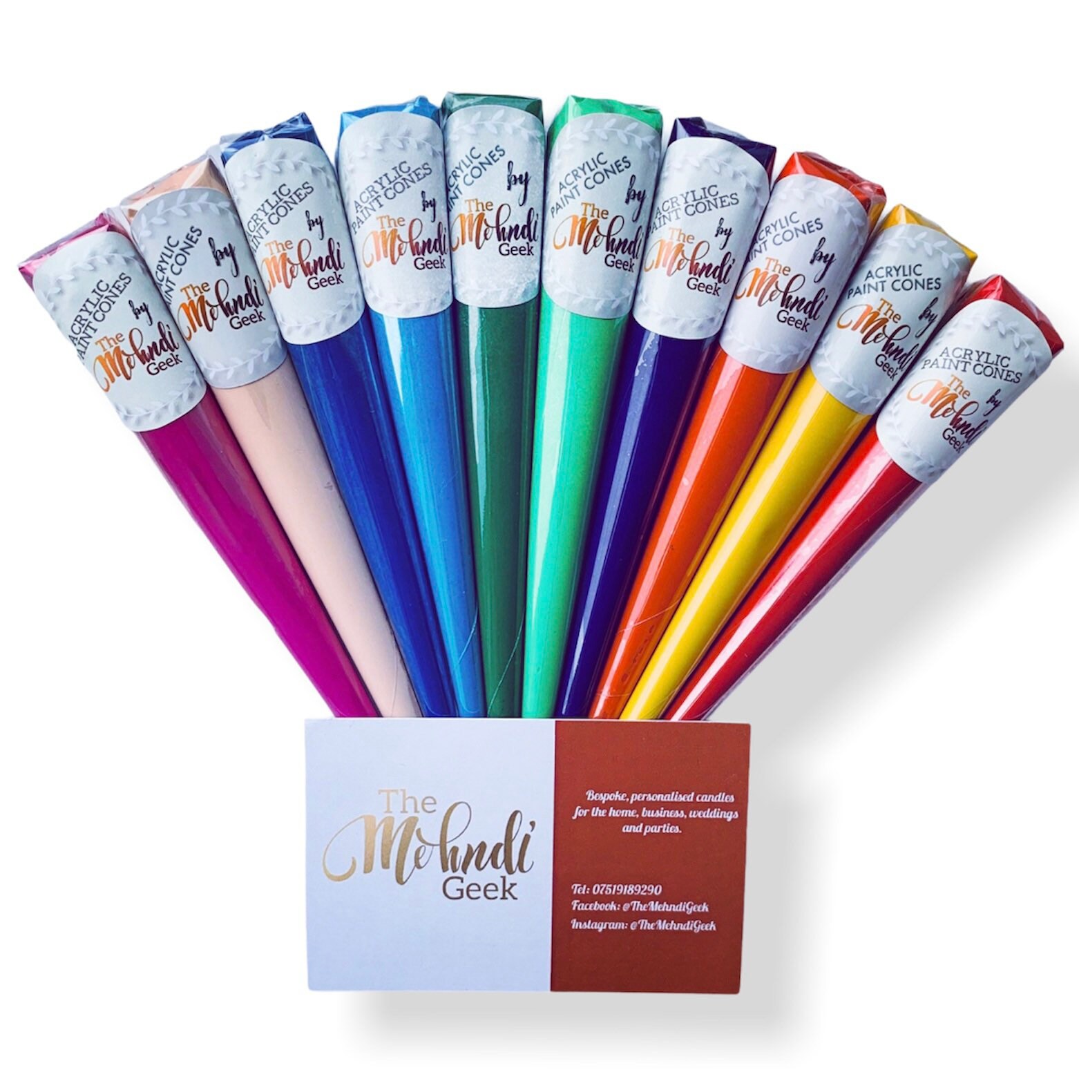 10x Multicoloured Acrylic Henna Paint Cones Mehndi Artists Etsy UK