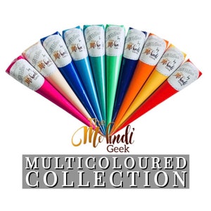 10x Handmade Multicoloured Acrylic Henna Paint Cones Mehndi Artists Crafts Candles Artwork