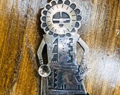 Vintage bolo tie Native American hope he handmade sterling silver Kachina doll bolo tie