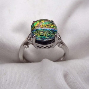 Unique Dichroic Glass Vine Cremains Ring, Unique cremation ring with ashes, One of a kind Beautiful Remember me Ring Ashes Ring Cremate Ring