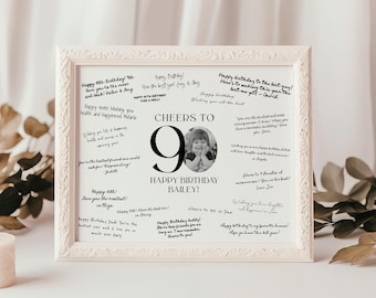 90th Birthday Signature Board Printable, Photo 90th Birthday Sign, Mens 90th Birthday Poster, 90th Guestbook, 90th Memories Poster