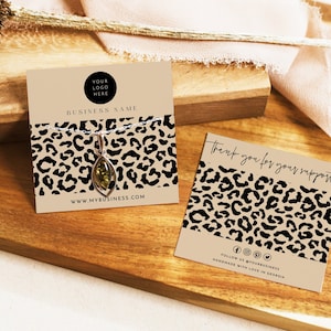 Leopard Necklace Card Template, Jewelry Display Card, Earring Card, Printable Jewelry Tag, Modern Jewelry Packaging, Necklace Display