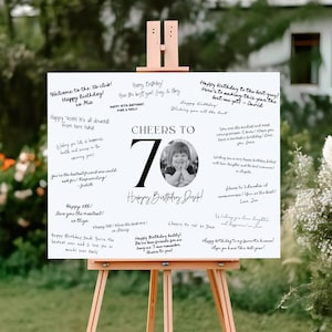 70th Birthday Signature Board Printable, Photo 70th Birthday Sign, Mens 70th Birthday Poster, 70th Guestbook, 70th Memories Poster