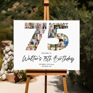 75th Birthday Photo Collage Template, 75th Birthday Welcome Sign, Number 75 Collage, 75 Years Poster, 75th Birthday Board, Canva