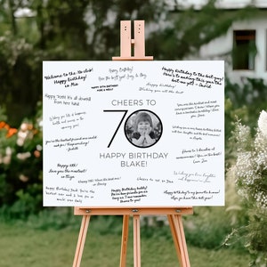70th Birthday Signature Board Template, Photo 70th Birthday Sign, 70th Birthday Decorations, 70th Guestbook, Signature Sign