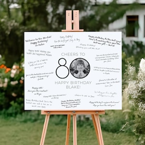 80th Birthday Signature Board Template, Photo 80th Birthday Sign, 80th Birthday Decorations, 80th Guestbook, Signature Sign
