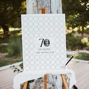 70 Reasons We Love You Printable, Minimalist Seventy Reasons Poster, Photo 70th Birthday Sign, 70th Birthday Gift, Personalised Gift