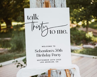 30th Birthday Welcome Sign Template, Talk 30 To Me Welcome Sign, Editable Template, Female 30th Birthday Welcome Poster, Talk Thirty To Me