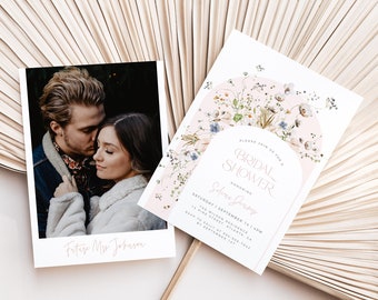 Wildflower Bridal Shower Invitation Template, Spring Bridal Shower, Summer Floral, Garden Bridal Shower, Editable Template, Bridal Brunch