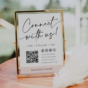 Social Media Sign Template, Small Business Sign, Connect With Us Sign, QR Code Sign, Instagram Sign, Follow Us, Vendor Sign, Pop Up Event