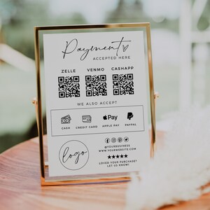 Scan To Pay Sign, Editable QR Code Sign Template, Printable Payment Sign, Small Business Payment Sign, Editable Template, Scan To Paypal