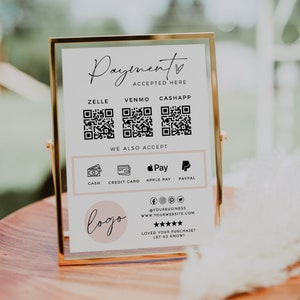 Editable QR Code Sign Template, Scan To Pay Sign, Small Business Payment Sign, Editable Template, Paypal Payment Printable, QR Code Sign