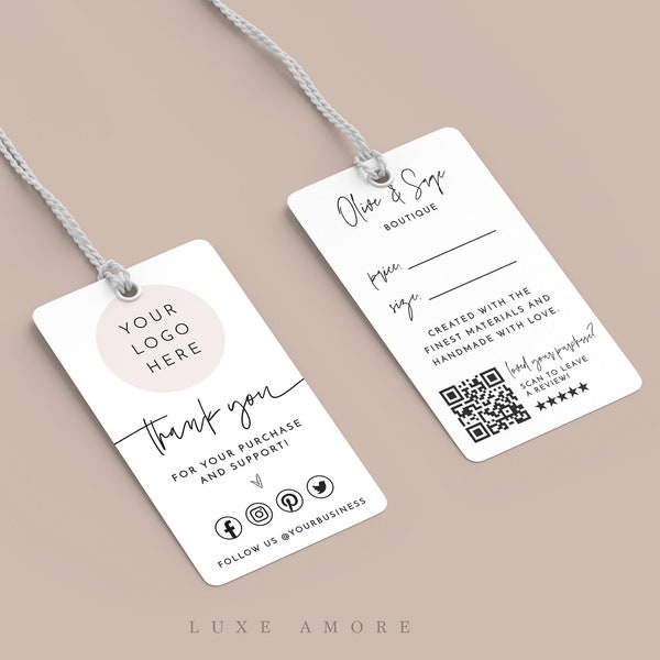 Modern Small Business Hang Tag, Clothing Tag Template, Modern Product Tag, Minimalist Hang Tag, Modern Price Tag, Custom Boutique Tag