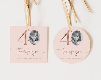 40歳の誕生日の記念品タグ、40歳のお礼タグ、女性40歳の誕生日ギフトタグ、編集可能なテンプレート、ブラッシュピンクのギフトタグ、ローズゴールド