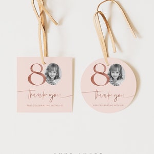 80. Geburtstag Geschenkanhänger, 80. Geburtstag Dankeschön Tags, Geschenkanhänger zum 80. Geburtstag, bearbeitbare Vorlage, Blush Pink Geschenkanhänger, Rose Gold