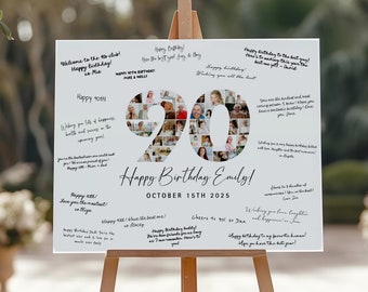 90th Birthday Photo Collage, 90th Birthday Signature Board, Number 90 Collage, 90 Years Poster, 90th Birthday Board, Canva Template