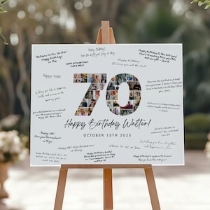70er Geburtstag Fotocollage, 70er Geburtstag Signature Board, Nummer 70 Collage, 70er Jahre Poster, Männer 70er Geburtstag Dekor, Canva Vorlage