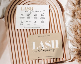 Lash Care Card Template, Lash Extensions Card, Editable Eyelash Aftercare Card, Lash Instructions, Modern Care Card, DIY Lash Care Card