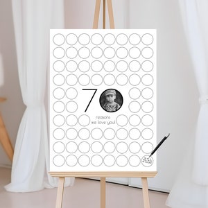 70 Reasons We Love You Printable, Minimalist Seventy Reasons Poster, Photo 70th Birthday Sign, 70th Birthday Gift, Personalised Gift