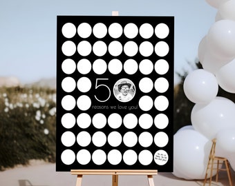 Modèle 50 raisons pour lesquelles nous t'aimons, photo 50e anniversaire, affiche pour homme 50e anniversaire, cadeau personnalisé, noir imprimable