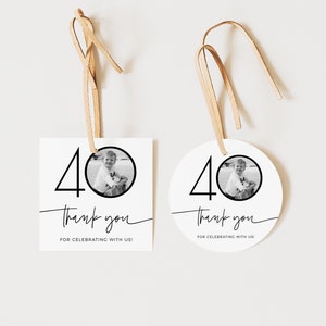 40th Birthday Favor Tags, 40th Birthday Gift Tag, 40th Thank You Tags, Look Who&#39;s 40, Editable Template, Any Age, Custom Favour Tag