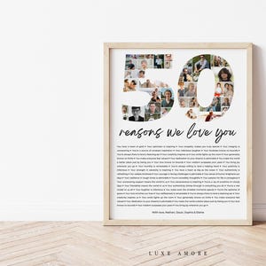 50 Gründe, warum wir dich lieben, bearbeitbar 50 Zahlen Fotocollage, 50. Geburtstag Poster, 50. Jahrestag, Freund Geburtstagsgeschenk, Geschenk für ihn oder sie