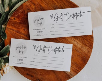 Gift Certificate Template, Small Business Gift Voucher, Modern Gift Certificate Printable, Editable Template, Business Gift Card