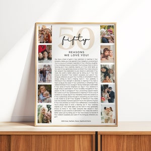 50 Reasons We Love You Poster, 50th Birthday Photo Collage, 50th Birthday Poster, Gift For Her or Him, 50 Things We Love, Best Friend Gift