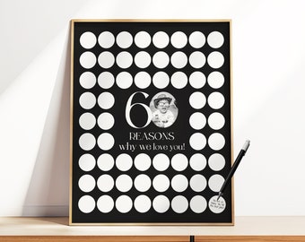 60 Reasons We Love You Printable, Modern Sixty Reasons Poster, Photo 60th Birthday Sign, 60th Birthday Gift, 60 Things We Love About You