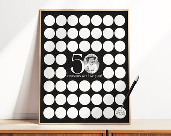 Modèle 50 raisons pour lesquelles nous t'aimons, photo 50e anniversaire, affiche pour homme 50e anniversaire, cadeau personnalisé, noir imprimable