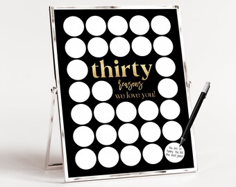 Dreißig Gründe, warum wir Sie lieben druckbare, 30 Geburtstag Männer Poster, Gästebuch, personalisierte Geschenk, schwarz und Gold 30 Gründe Poster