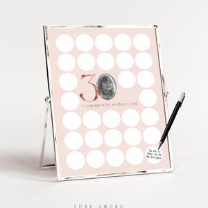 30 Reasons We Love You Template, Blush Pink Thirty Reasons Poster, 30 Memories Birthday Sign, Female Photo 30th Birthday Gift, Rose Gold