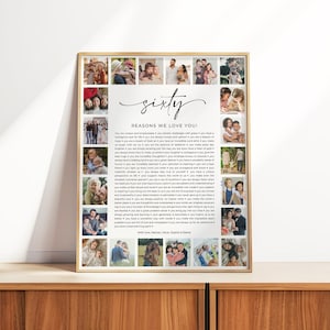 60 Reasons We Love You Poster, Custom Photo Collage, Editable 60th Birthday Poster, Personalised Gift For Her or Him, 60 Things We Love
