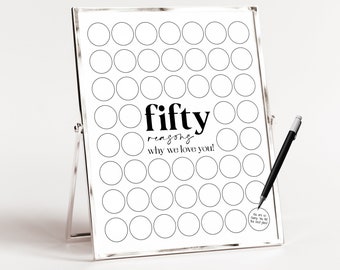 50 Reasons We Love You Template, Editable Fifty Reasons Printable, Modern 50 Memories Birthday Gift, 50th Birthday Keepsake, Personalised