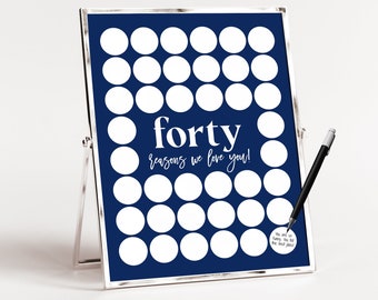 Imprimable 40 raisons pour lesquelles nous vous aimons, modèle pour 40e anniversaire pour homme, cadeau personnalisé, signe des quarante raisons bleu marine, souvenir souvenir