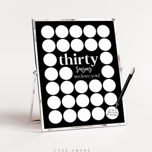 30 Reasons We Love You Printable, Mens 30th Birthday Poster, 30th Guestbook, Personalised Gift, Black Thirty Reasons Poster, Memories Poster