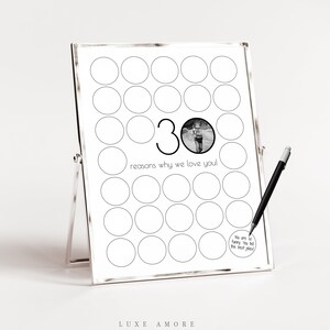 30 Reasons We Love You Printable, Photo 30th Birthday Sign, Mens 30th Birthday Poster, Personalised Gift, 30th Guestbook, Memories Poster
