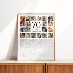 70 Reasons We Love You Template, 70th Birthday Poster, Photo 70th Birthday Sign, 70th Birthday Gift, Gift For Her or Him, 70 Things We Love