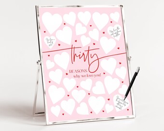 30 Reasons We Love You Printable, 30 Things We Love About You, Birthday Signature Board, Birthday Wishes Poster, 30th Birthday Gift For Her