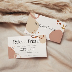 Abstract Referral Card Template, Beige Referral Card, Editable Template, Rewards Card, Client Referral Card, Salon Referral, Spa Referral