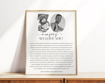 30 Gründe, warum wir dich lieben Vorlage, Foto 30. Geburtstag Zeichen, Männer oder Frauen 30.Geburtstag Poster, personalisiertes 30.Geburtstagsgeschenk, 30 Erinnerungen