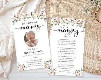Floral Funeral Prayer Card Template, Editable Prayer Card, Funeral Keepsake Card, Elegant Memorial Prayer Card, Canva Template
